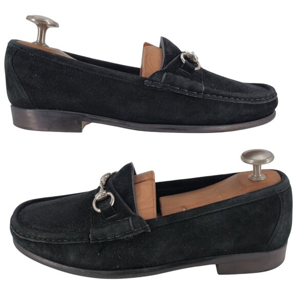 Vintage Bragano Cole Haan Italy Men 8.5W Black Suede Horsebit Loafers Dress Shoe main image 8